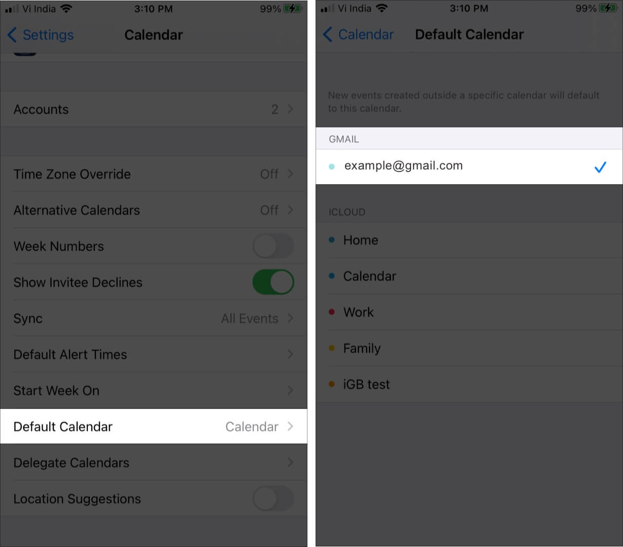 Set Gmail Calendar as Default on iPhone