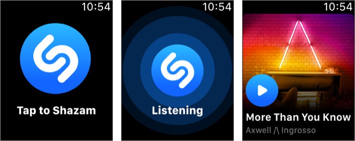 shazam apple watch music app screenshot