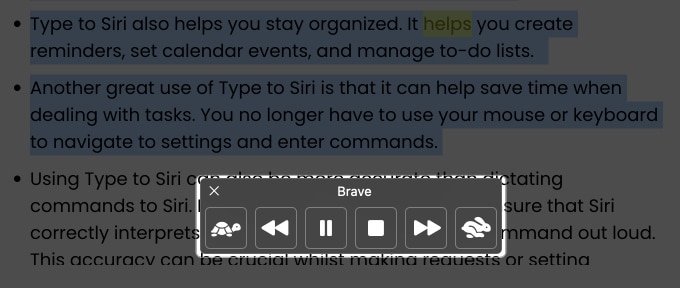 siri speak media control in safari