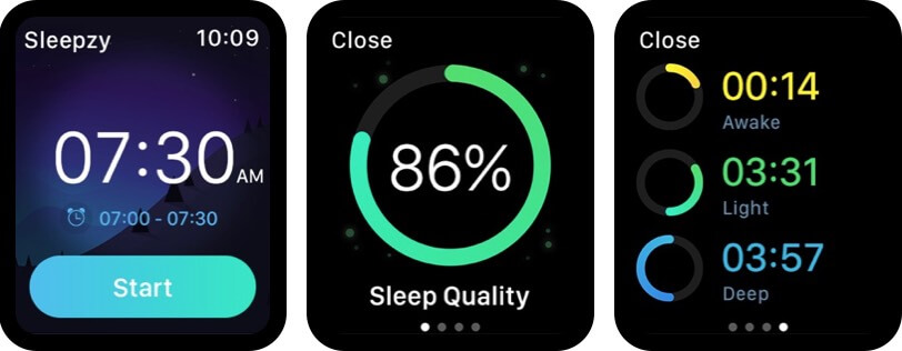 sleepzy - sleep cycle tracker apple watch alarm app screenshot