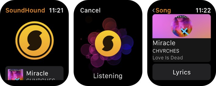 soundhound apple watch music app screenshot
