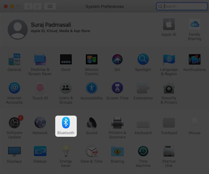 system preferences then bluetooth mac