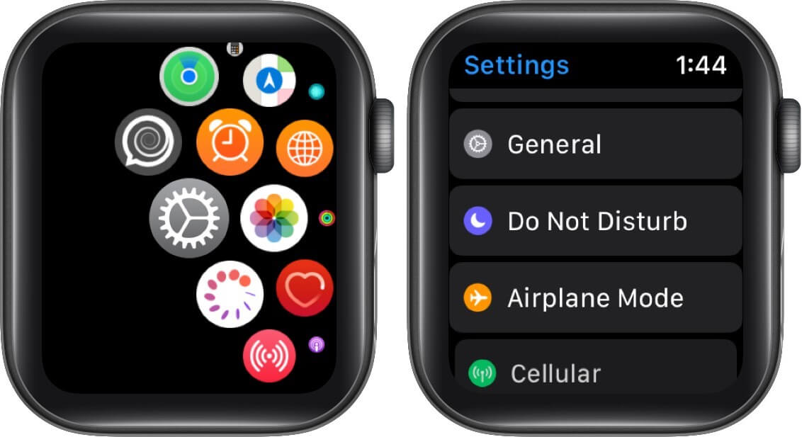 tap on settings and then tap on general on apple watch