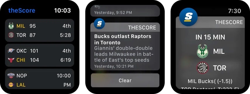 theScore Apple Watch app screenshot