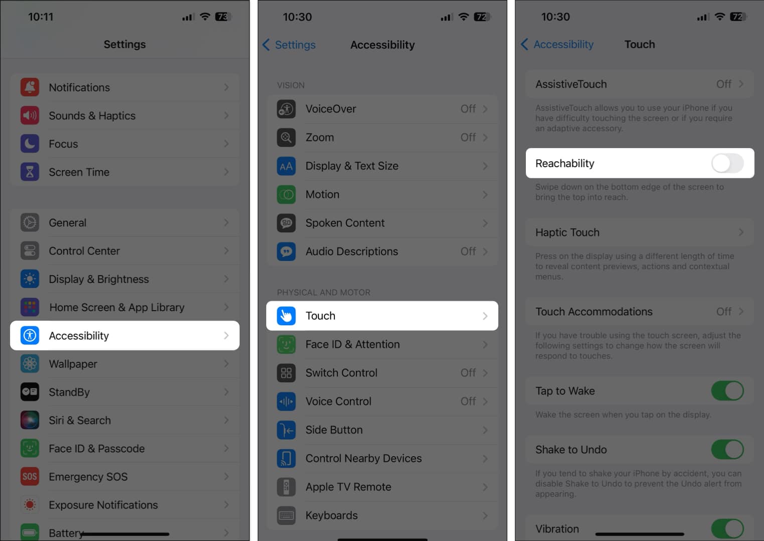Toggle off rechability