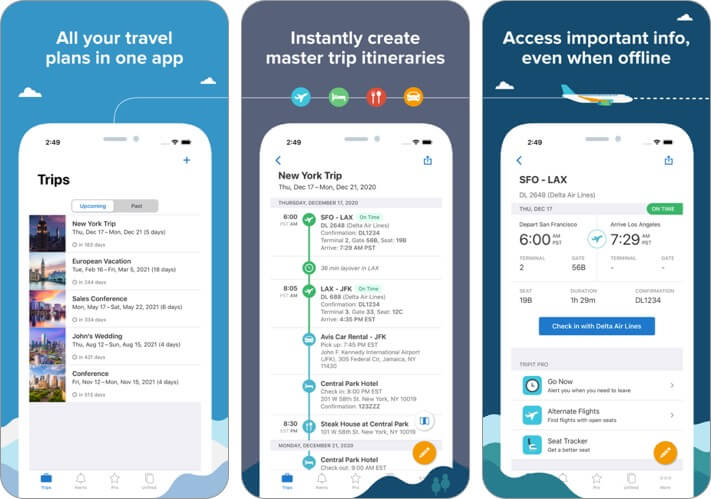 tripit trip planner iphone and ipad app screenshot