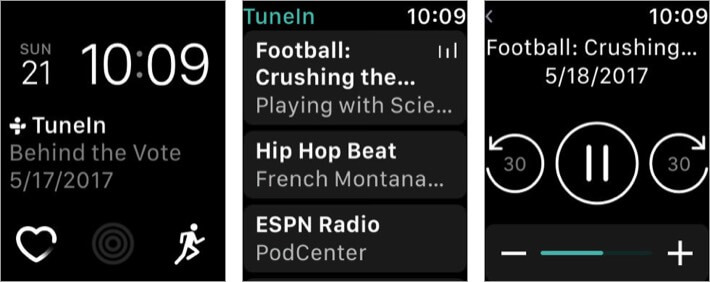 tunein radio apple watch music app screenshot