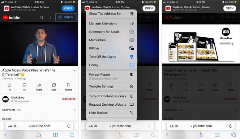 Turn Off the Lights for Safari iPhone and iPad extension