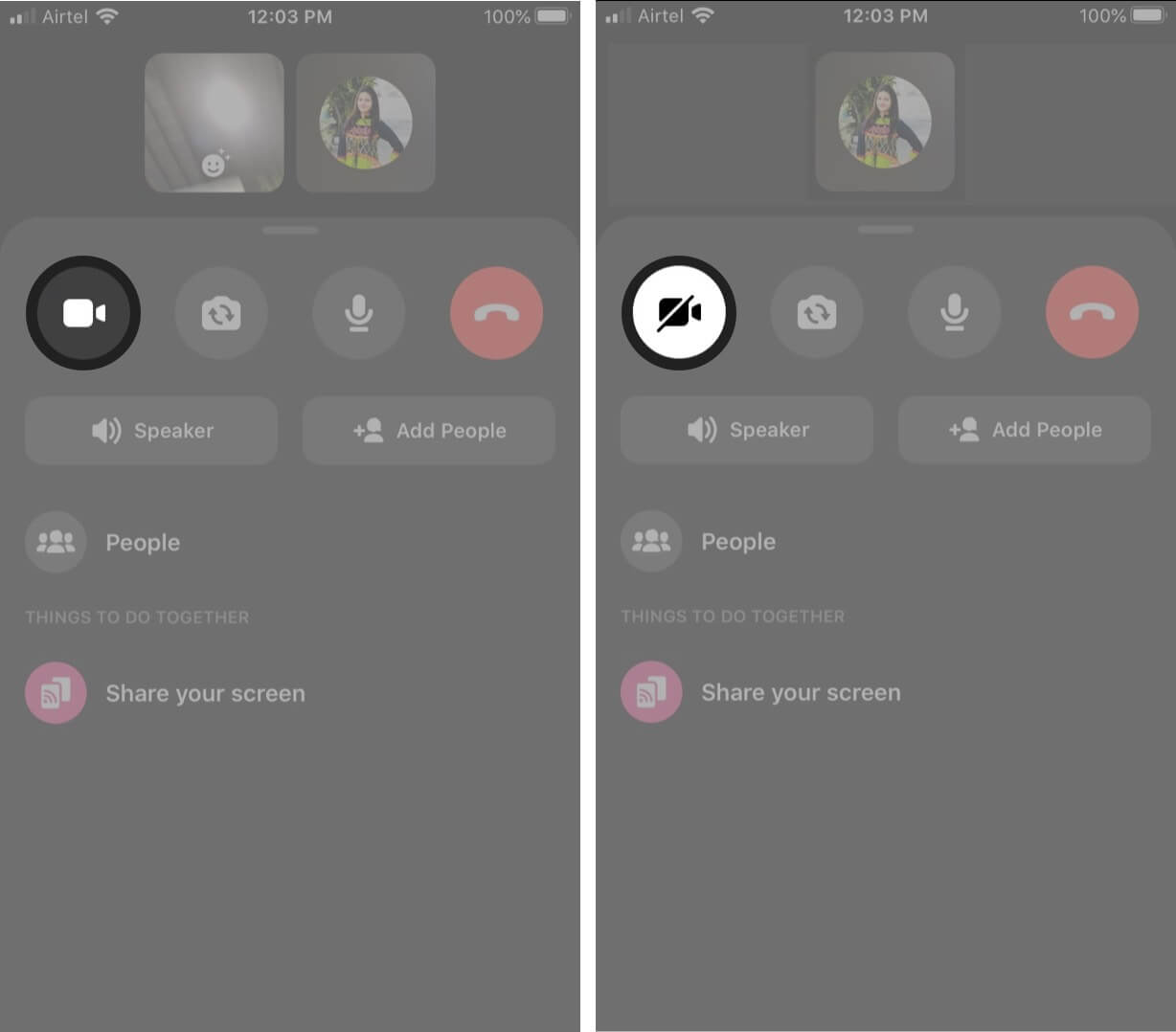 turn off video in group video chat in messenger app on iphone