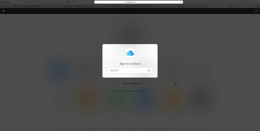 visit icloud website and sign in using apple id