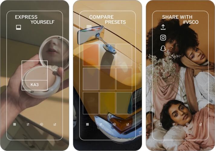 VSCO iPhone and iPad Selfie App Screenshot