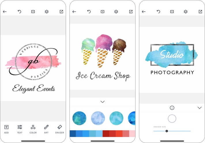 watercolor logo maker iphone and ipad app screenshot