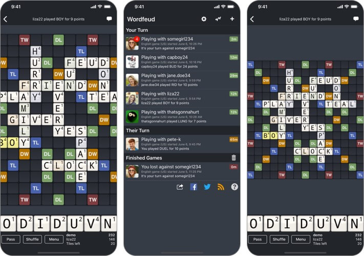 word blitz iphone and ipad scrabble app screenshot