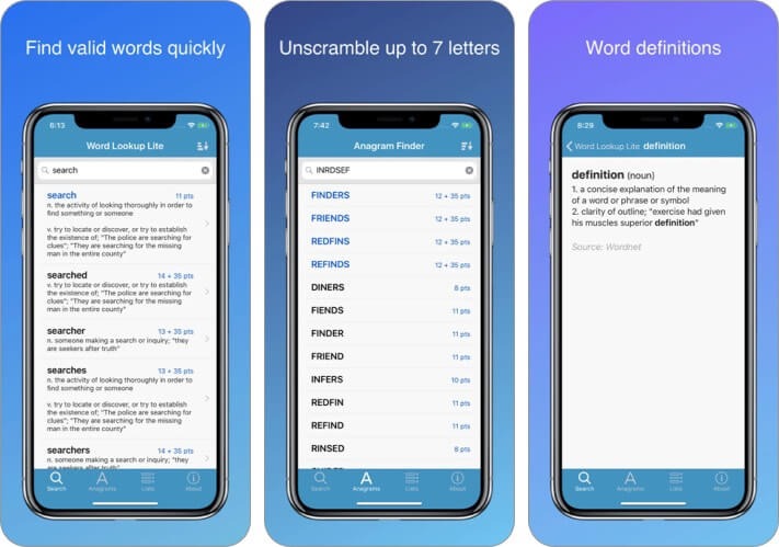 Word Lookup Lite Dictionary iPhone and iPad app Screenshot