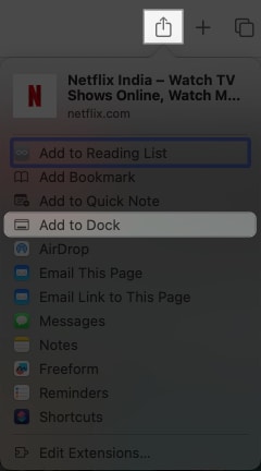 Add to Dock Netflix