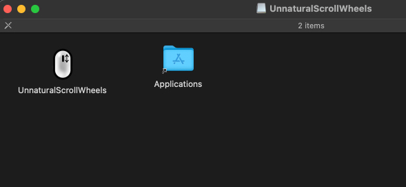 Click and drag the UnnaturalScrollWheels icon to the Applications folder