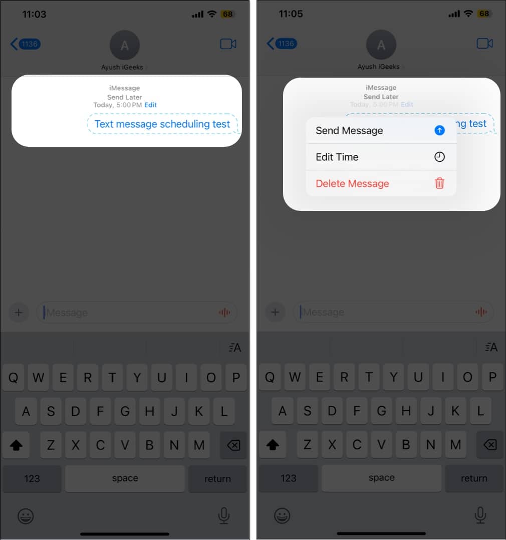 Edit or delete schedule text messages in iOS 18