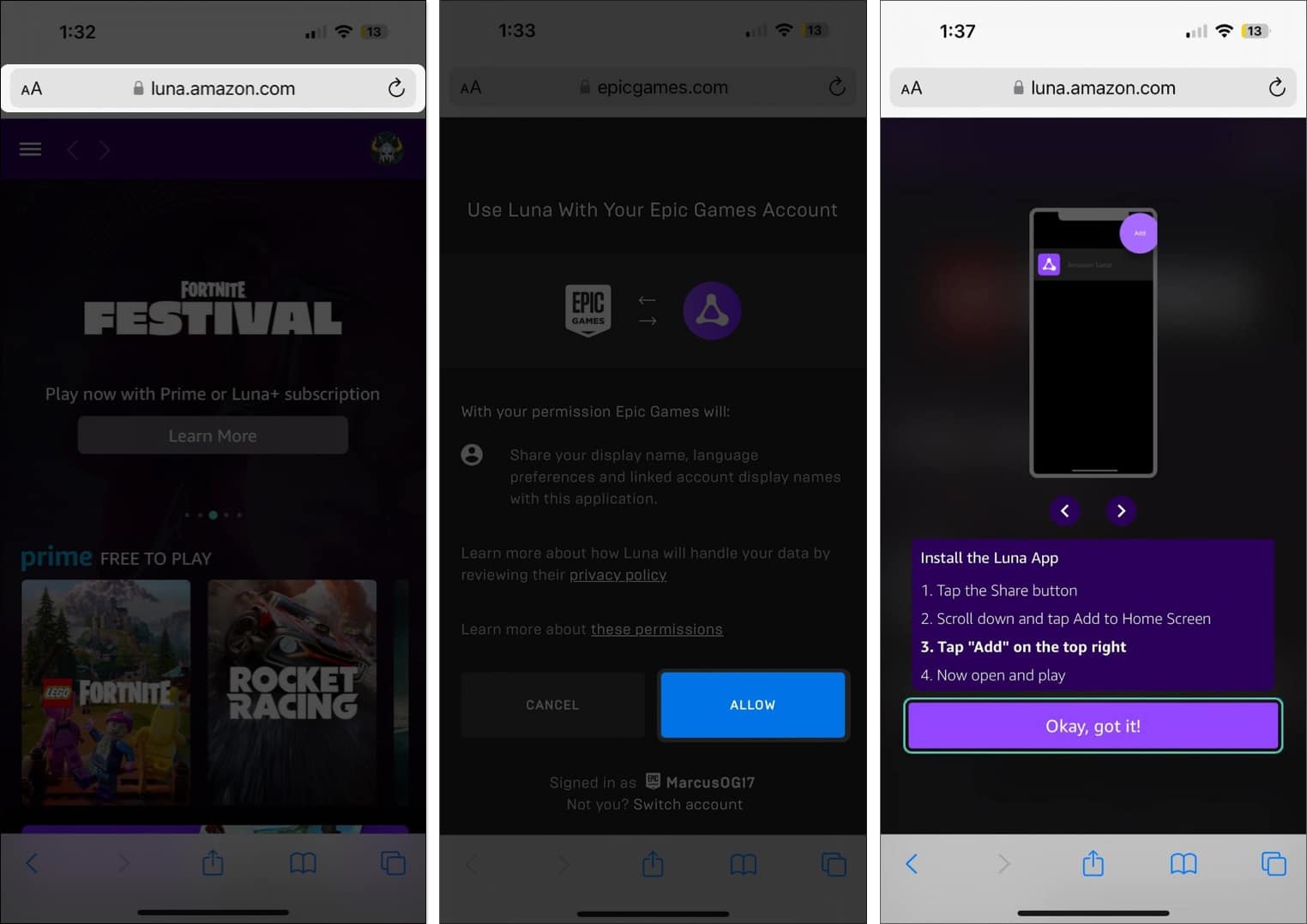 Go to lunaamazoncom select the Allow and follow the on screen instructions to play Fortnite on iPhone