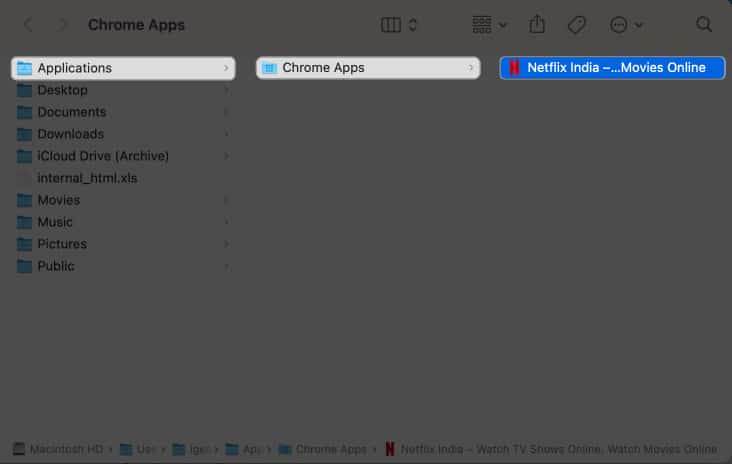 Locate the Netflix app in Mac