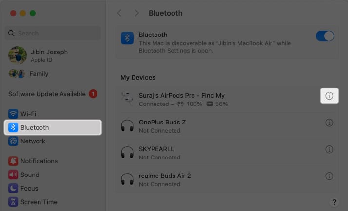 Open Settings, tap on Bluetooth and select the info icon beside the AirPods you want to check Serial number