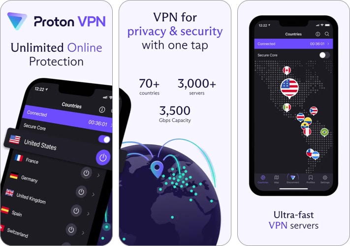 Proton VPN fast and secure VPN service for iPhone