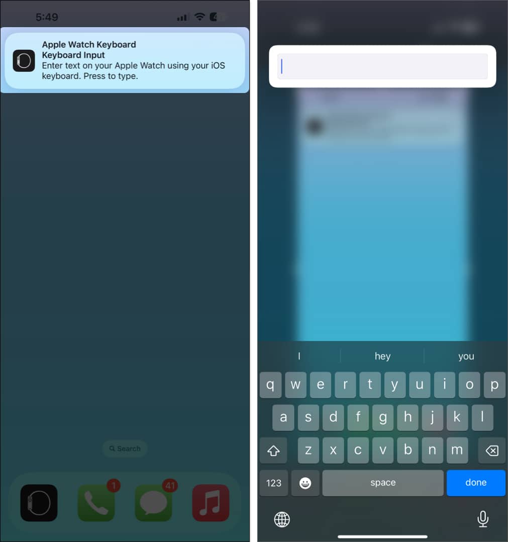 Tap Apple Watch Keyboard Input notification