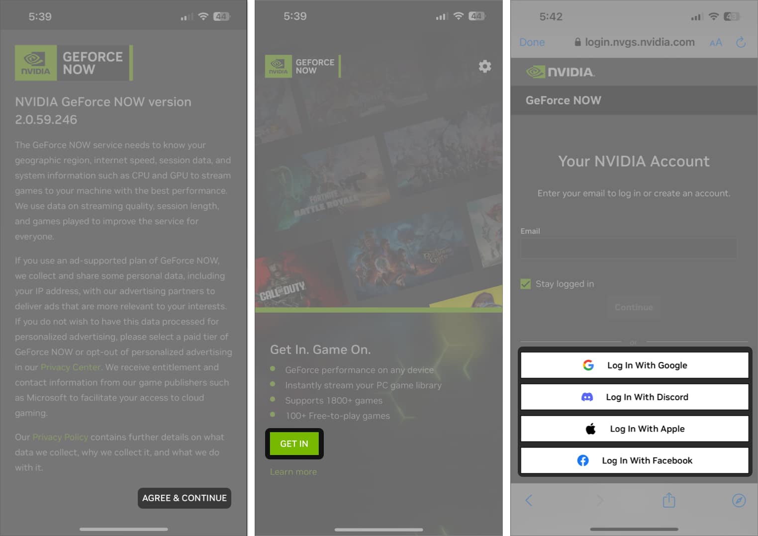 Tap on Agree and continue select Get in and choose the mail you want to login with