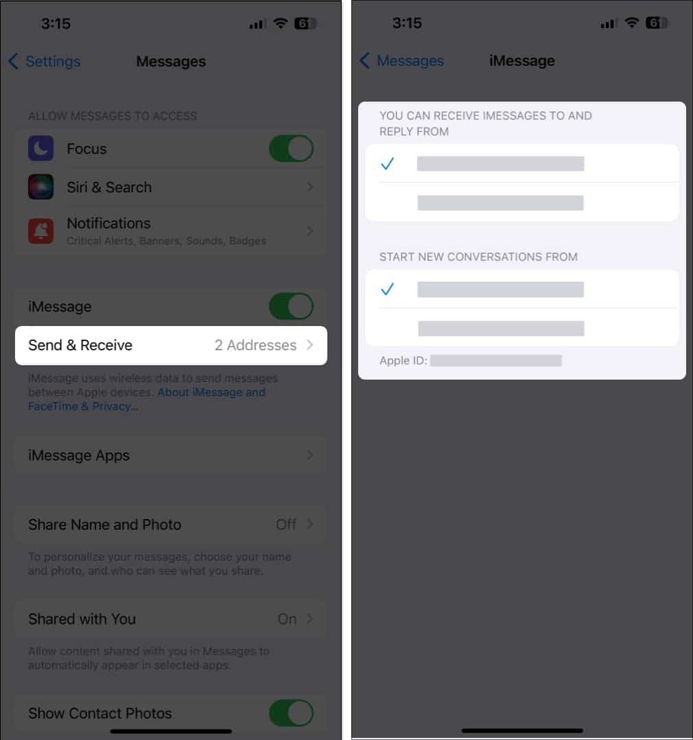 Tap on Send & Receive in Message tab in Settings, Select the phone number to use with iMessage and deselect the phone number don't wish to use with iMessage iMessage