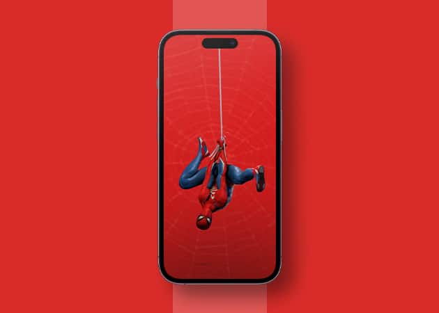 Upside Down SpiderMan Dynamic Island iPhone Wallpaper in HD