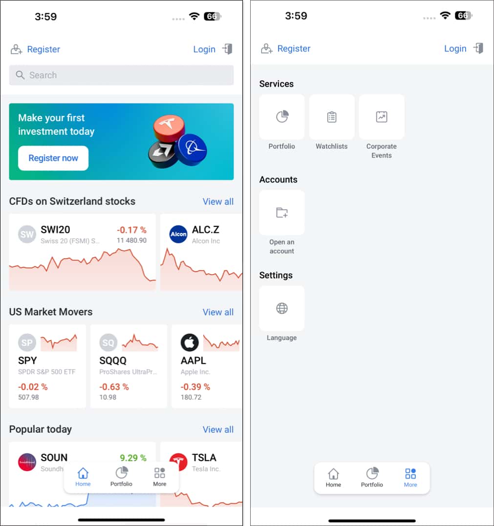 User Interface of StocksTraders app for iPhone