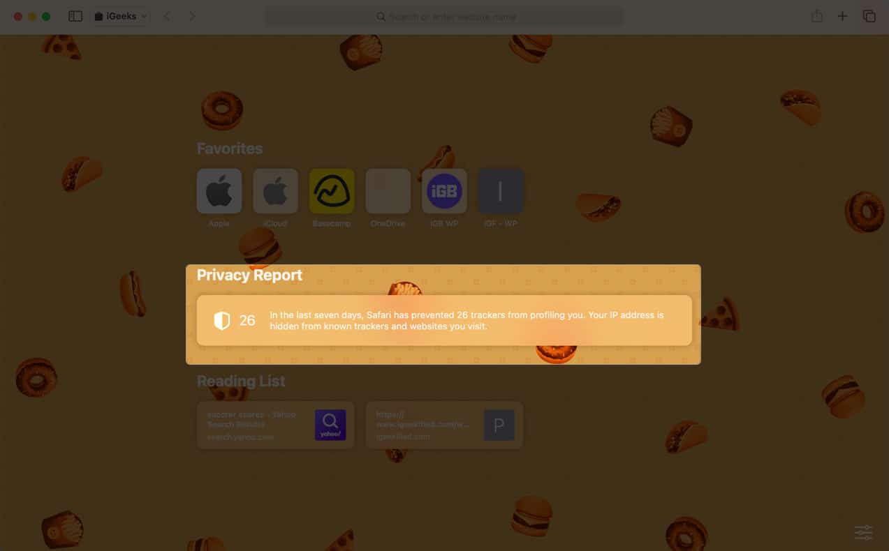 View Safari Privacy Report on Mac