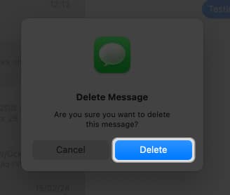 click delete in mac messages