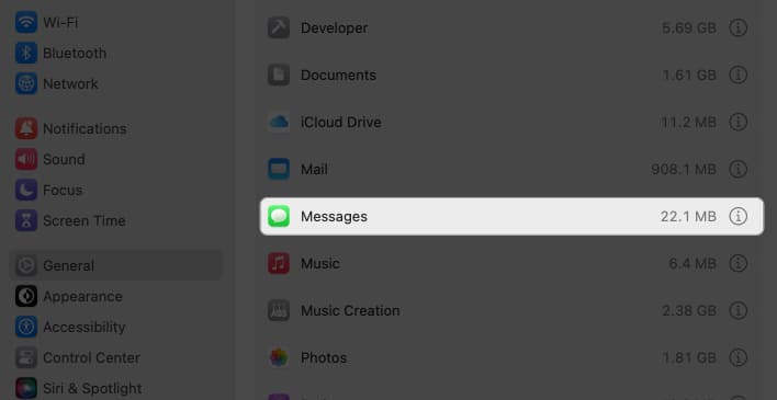 click info icon beside messages in storage settings