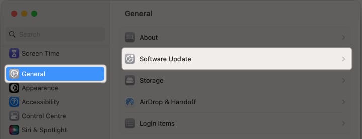 Go to General, select Software Update