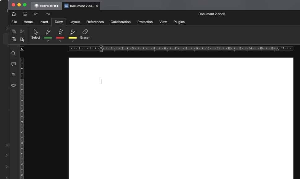 Draw tab in onlyoffice document editor