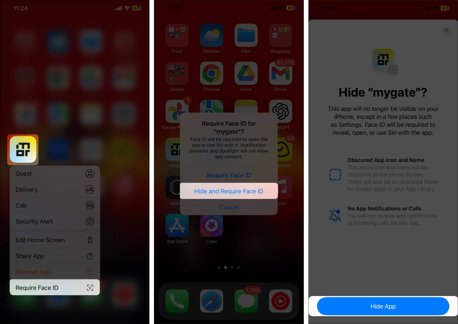 Hiding an app on an iPhone in iOS 18