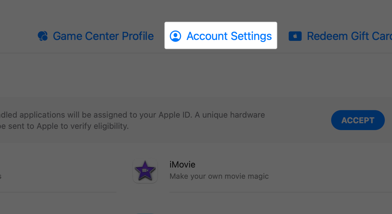 Select account settings