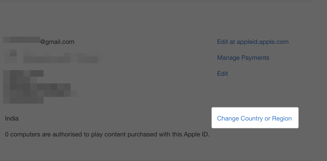 Select change country or region