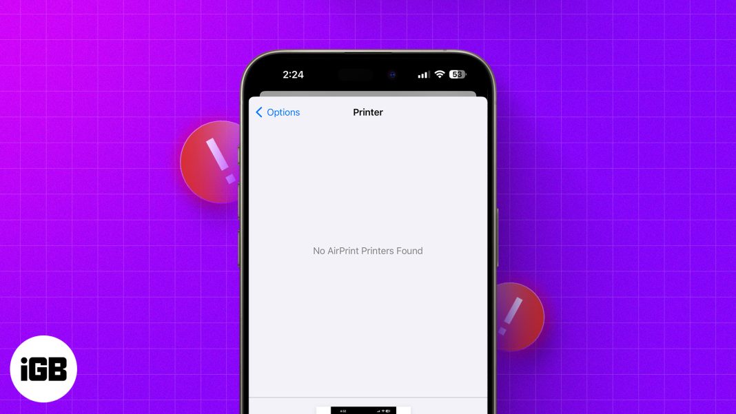 Fixed: "No AirPrint Printers Found" message on iPhone