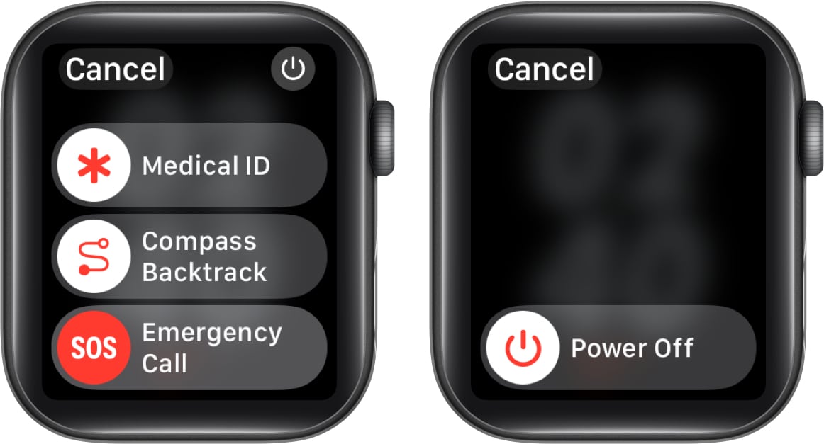 Power Off menu on Apple Watch