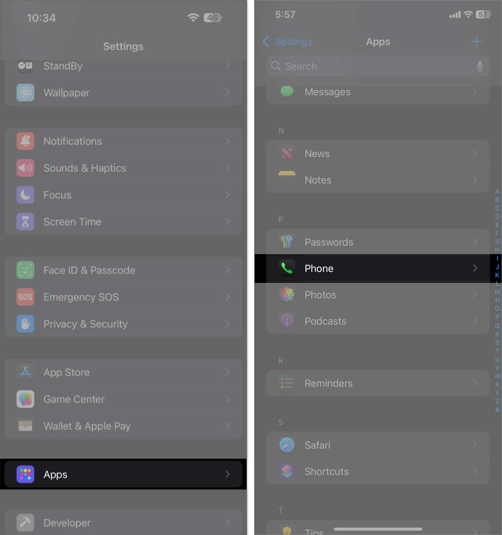 Phone settings in iOS 18 Settings app