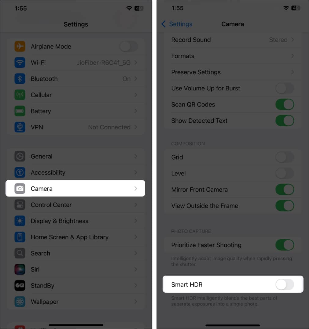 How to turn off autoenhance photos on iPhone