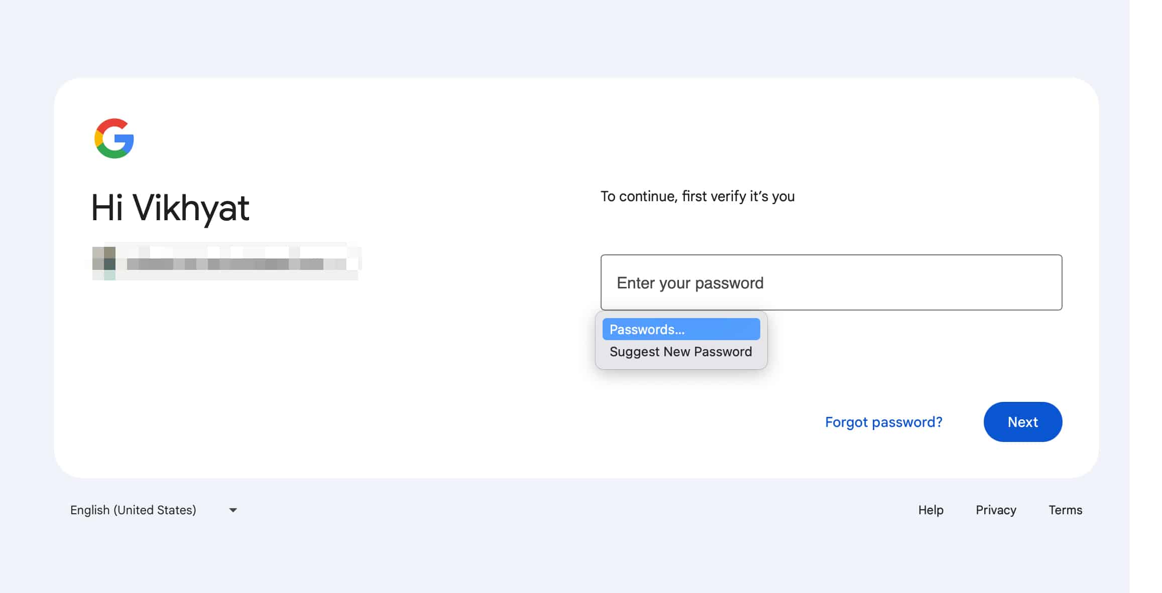 Doğrulamaq üçün Google hesabı parolunu daxil edin