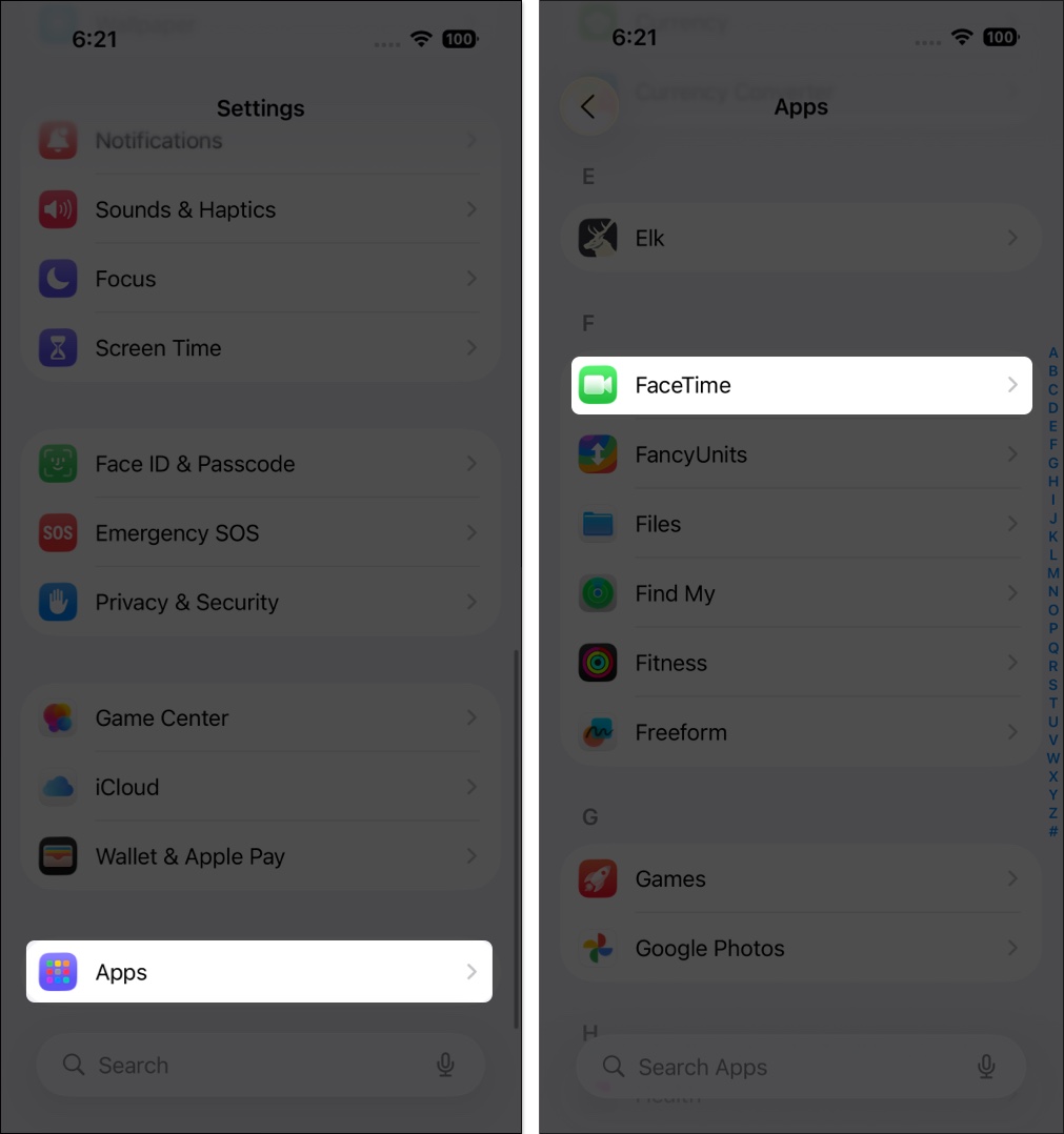 SharePlay Not Working on iPhone? Here’s How to Fix It – iGeeksBlog Open the Settings app and select Apps → Go to FaceTime