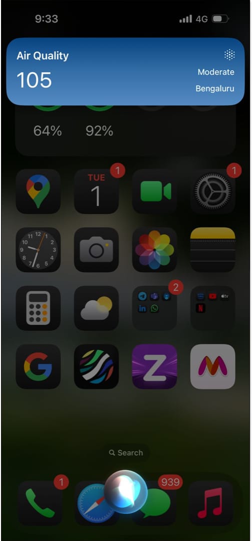 Check air quality index for a location on an iphone using siri