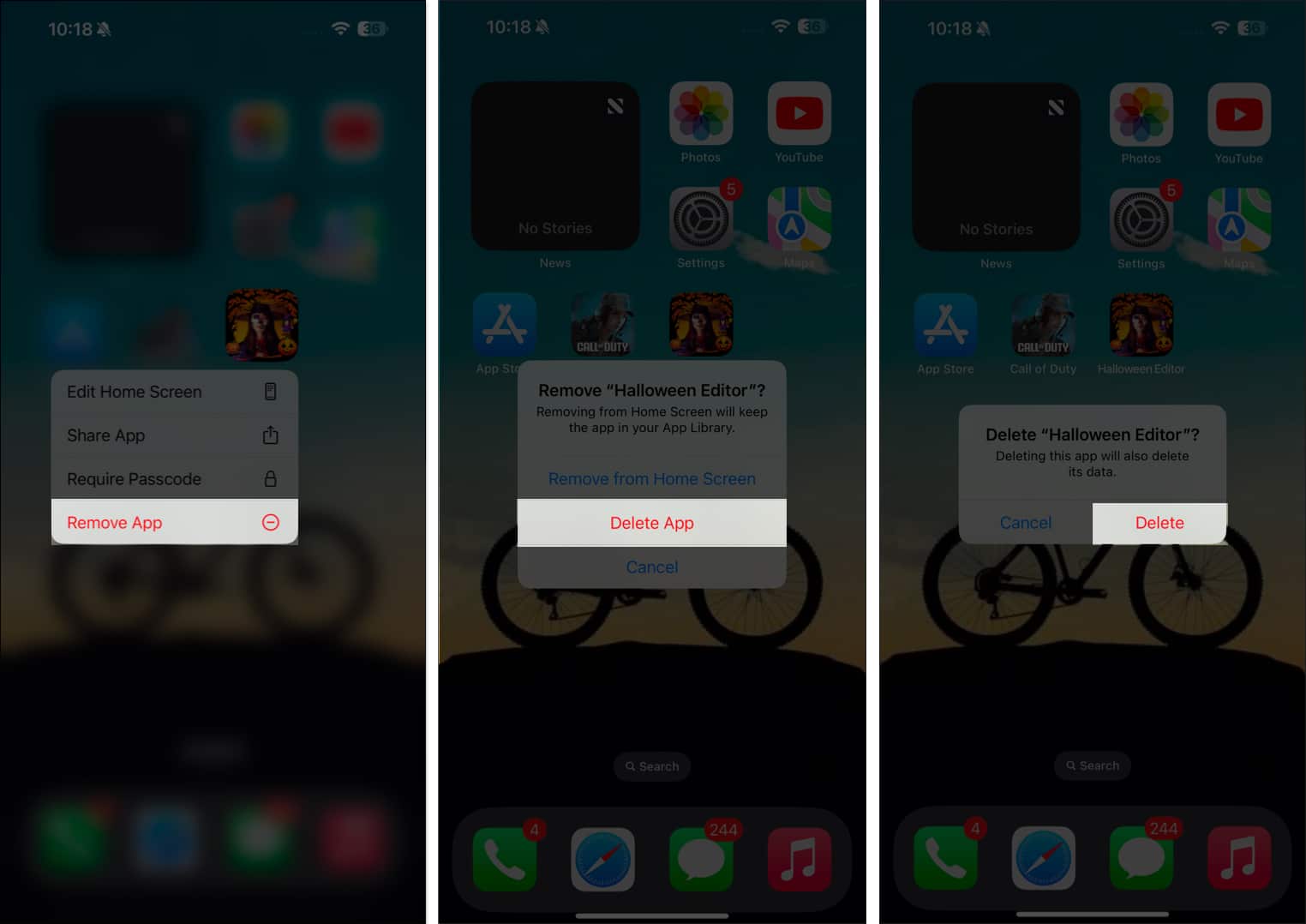 Deleting ununsed app on an iphone from the home screen