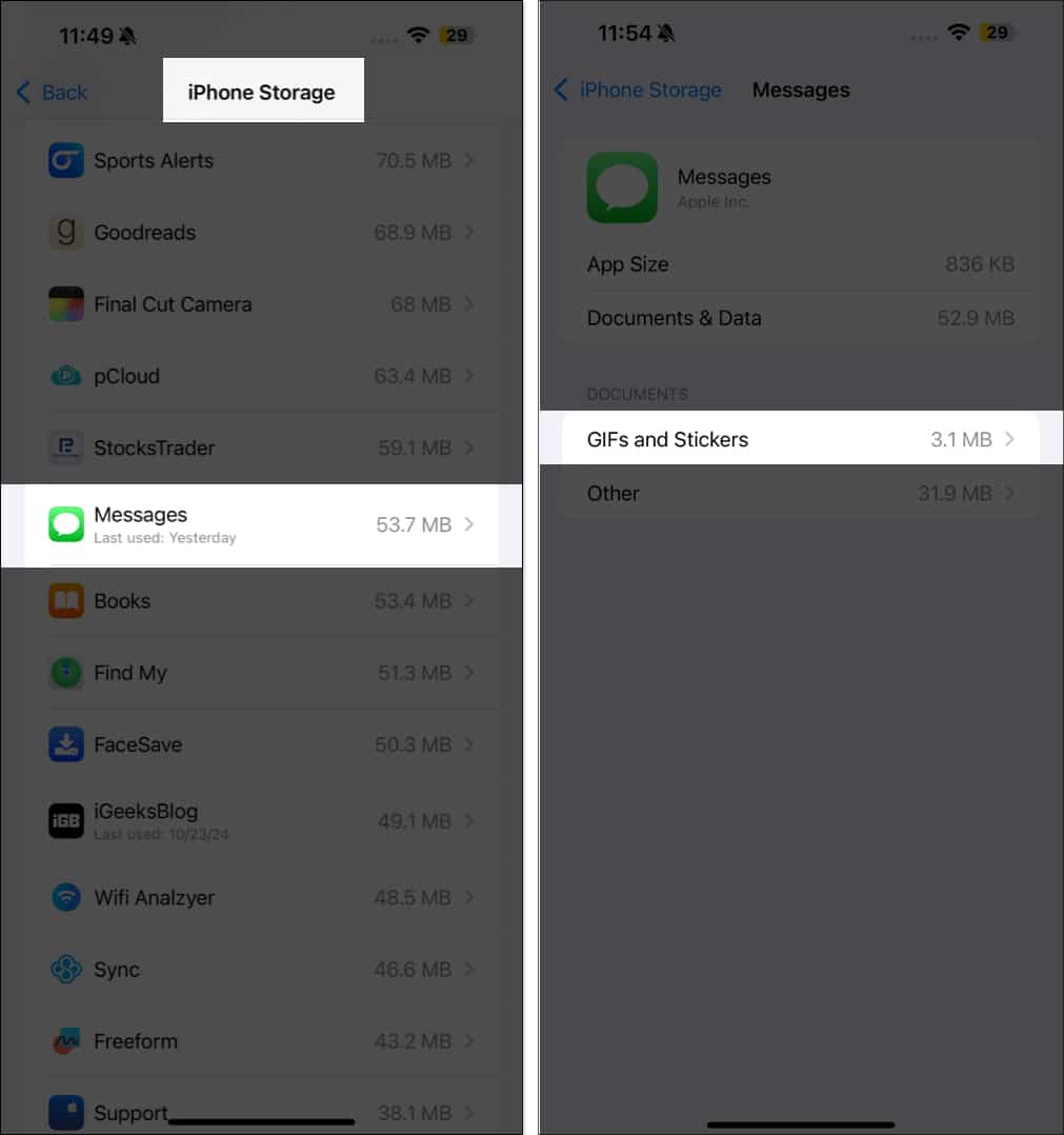 Accessing messages app attachments on an iphone