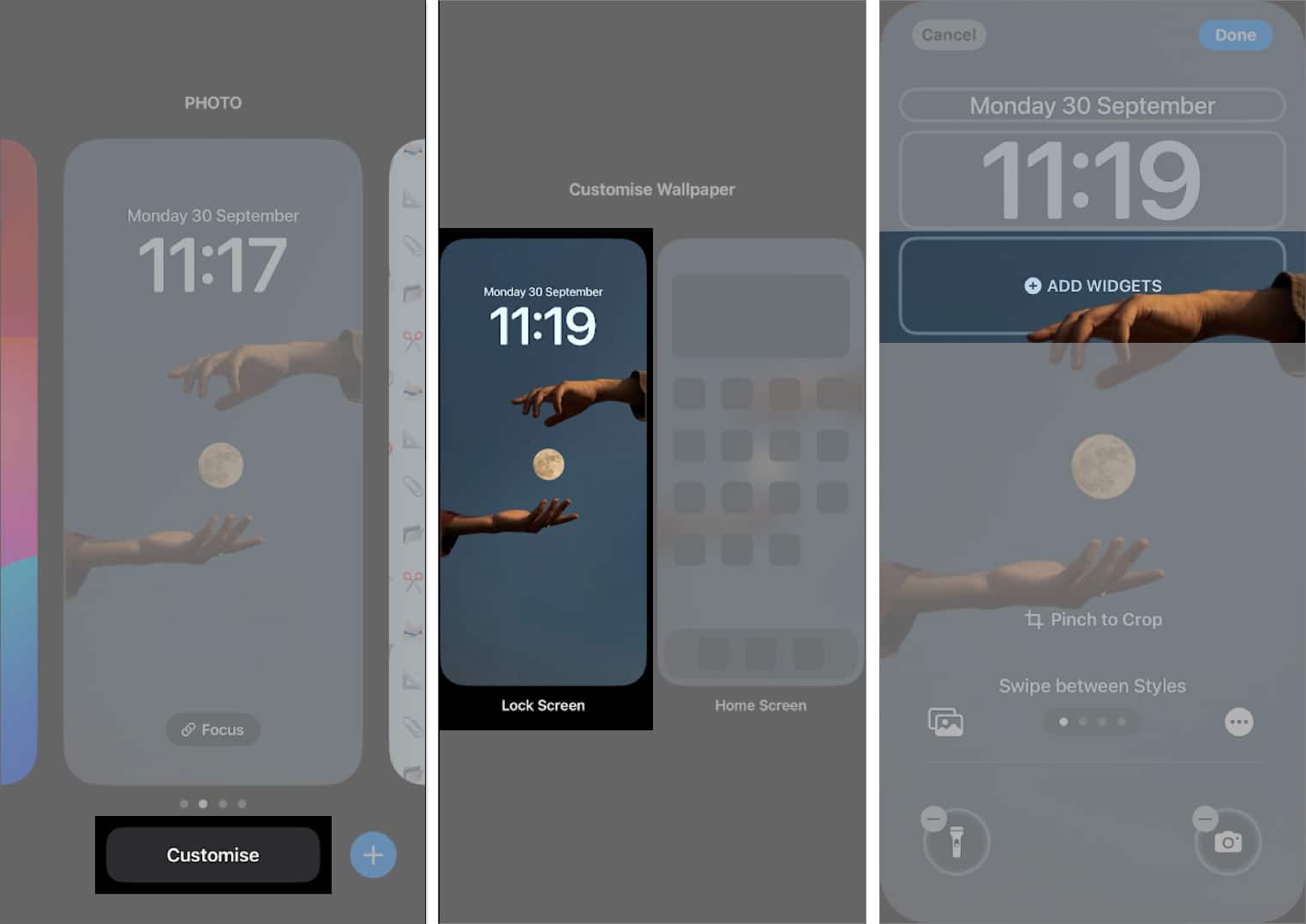 Customise the iphone lock screen to add a new widget