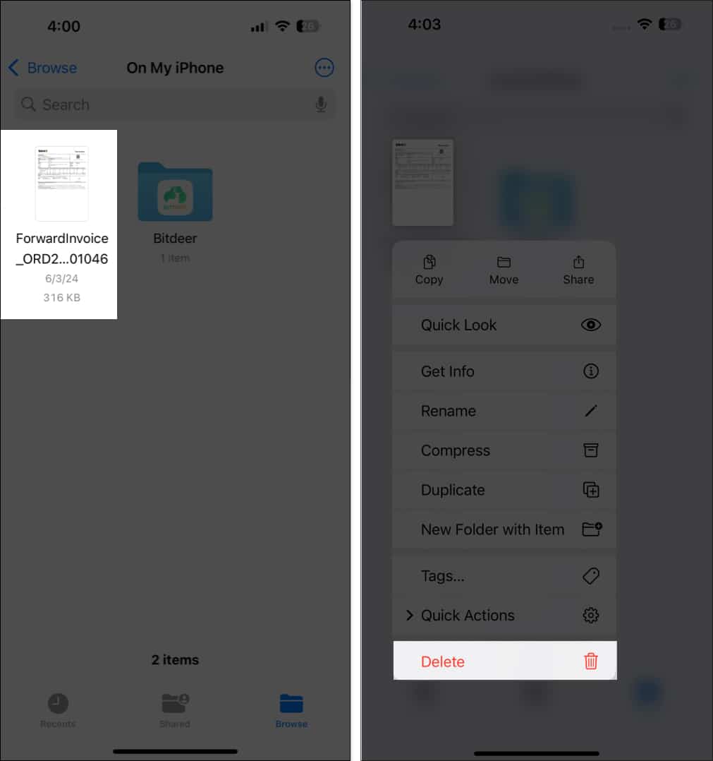 Deleting unneeded files in files