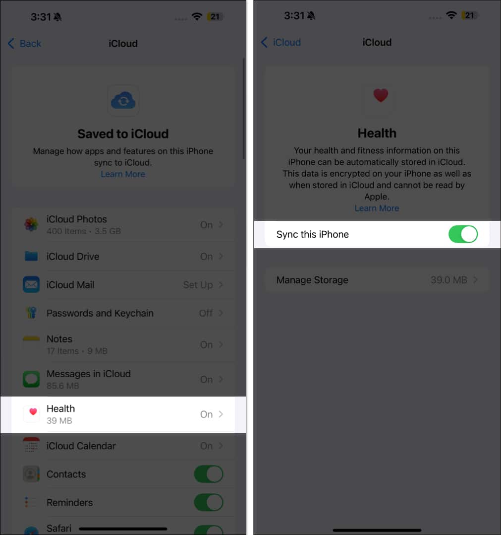Apple health icloud best sale